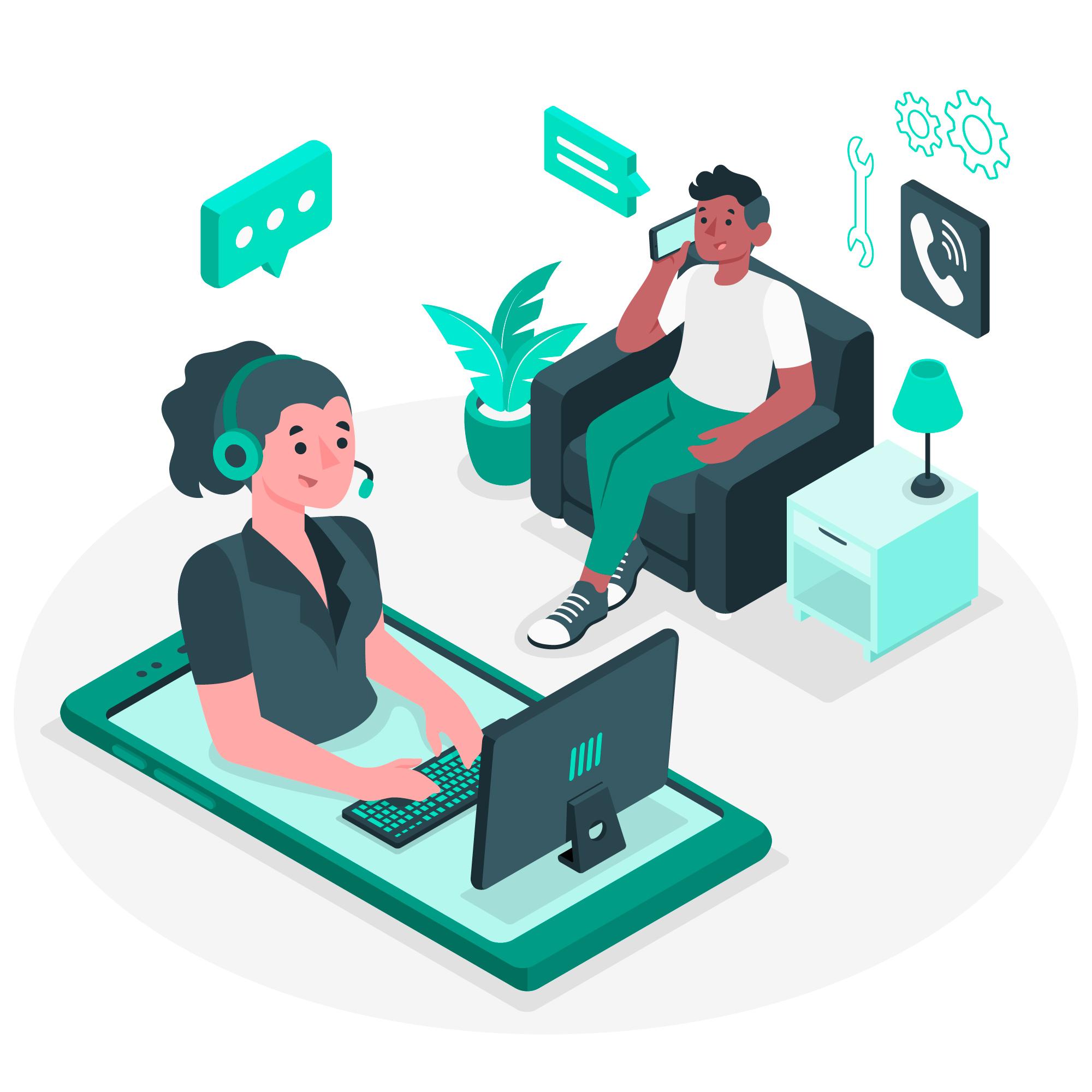 conceito de central de atendimento online prestando atendimento ao cliente