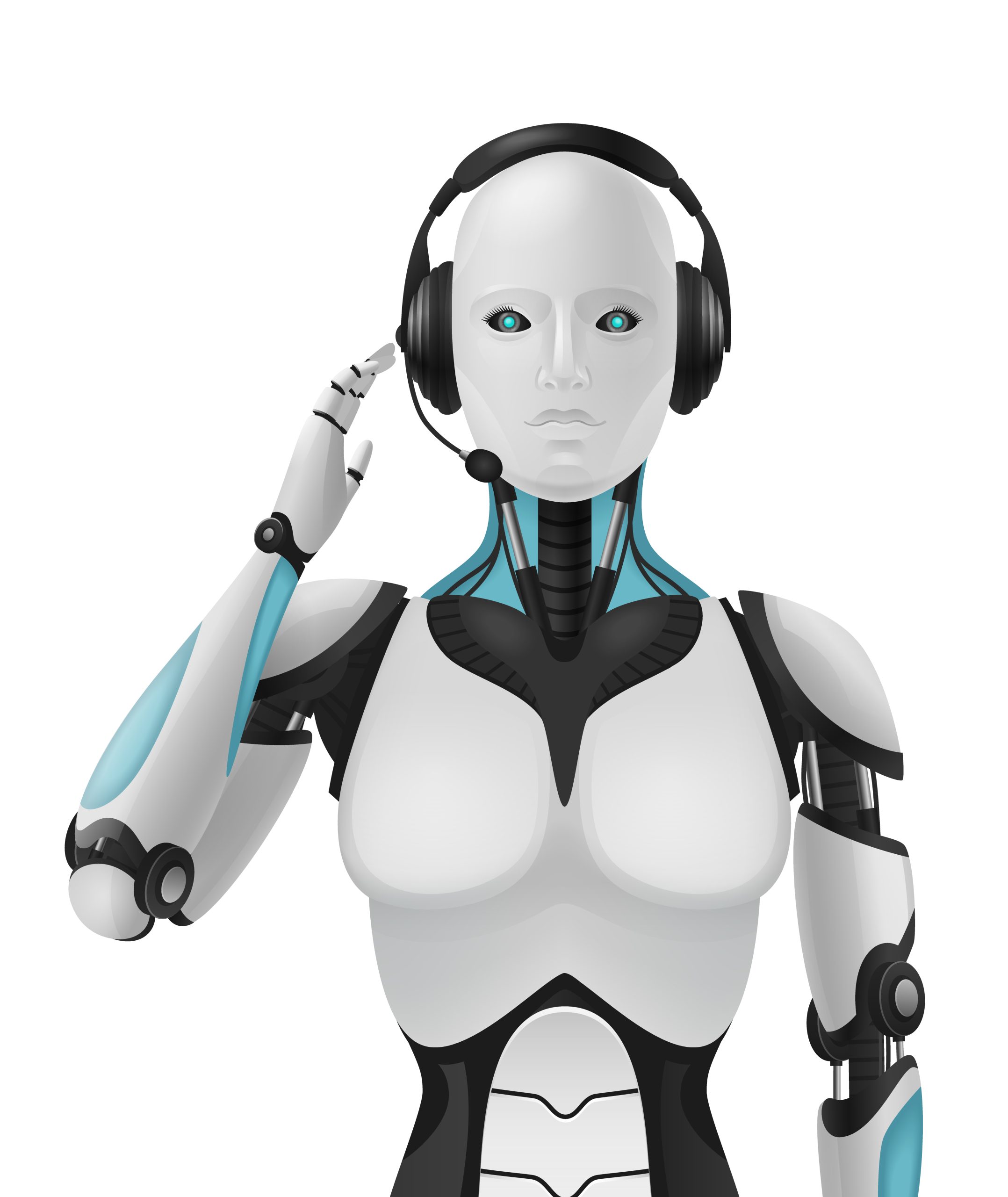 Robô com headset representando o conceito de Robocall