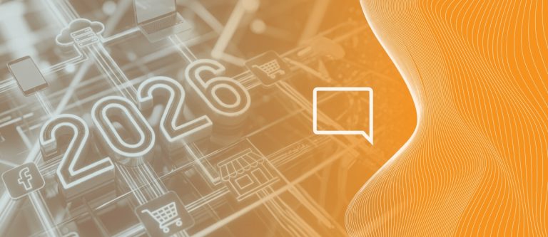 Imagem integrando o algarismo do ano de 2026 e a comunicação omnichannel. Trazendo a ideia de tendências de 2026: comunicação empresarial omnichannel.